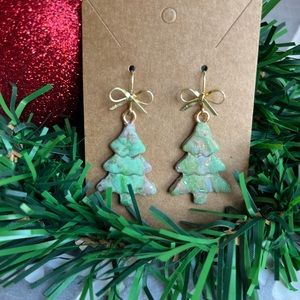 Handmade polymer clay Christmas tree earrings